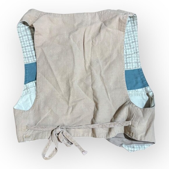 Beige Button Closure Vest Two Front Pockets Patterned Lining No Size - Picture 3 of 4
